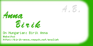 anna birik business card